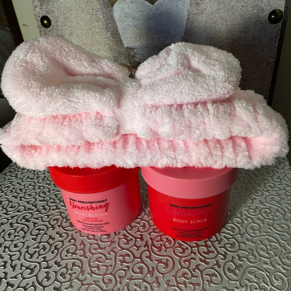 Body Prescriptions Rose Hip Body Care w/Body Scrub, Body Butter & Headband New - Picture 3 of 6
